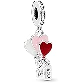 MiniJewelry Happy Birthday Charm fits Pandora Charms Moments Bracelets White Red Pink Balloons Celebration Sterling Silver Dangle Bead
