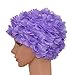Medifier Lace Vintage Swim Cap Floral Petal Retro Style Bathing Caps for Women Rose (Purple)
