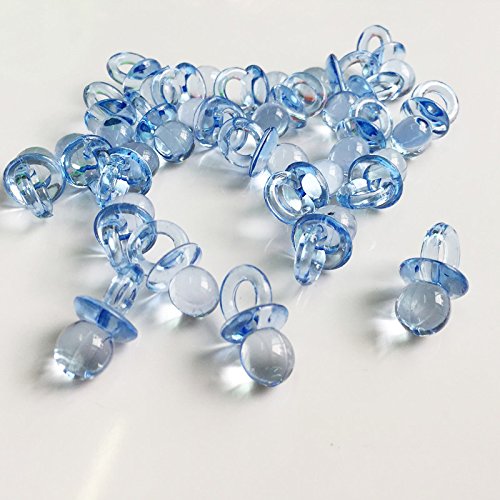 Ifavor123 Blue Table Scatter Confetti Vase Filler Mini Acrylic Baby Shower DIY Small Pacifier Baby Decoration – 144 Pieces ¾” by ½”