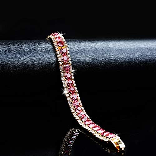 Nattaphol Gold Color Bracelets & Bangles with Cubic Zirconia Red Stones Luxury Crystal Bracelets for Women Wedding Jewelry