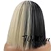 WeKen Halloween Wig Women Short Bob Kinky Straight Full Bangs Synthetic Black and Blonde