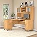 Bush Furniture Somerset 60W L Shaped Desk with Hutch in Maple Cross
