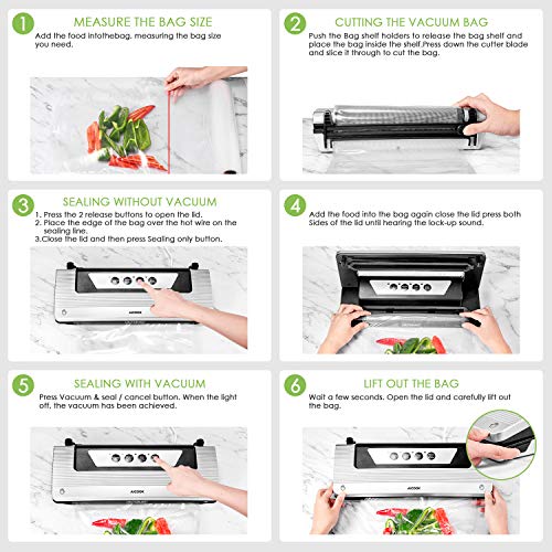 Vacuum Sealer for Food, Aicook 4 in 1 Automatic Food Saver Machine with