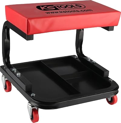 KS Tools 440mm Workshop Stool Mobile Rolling Storage Garage Mechanic