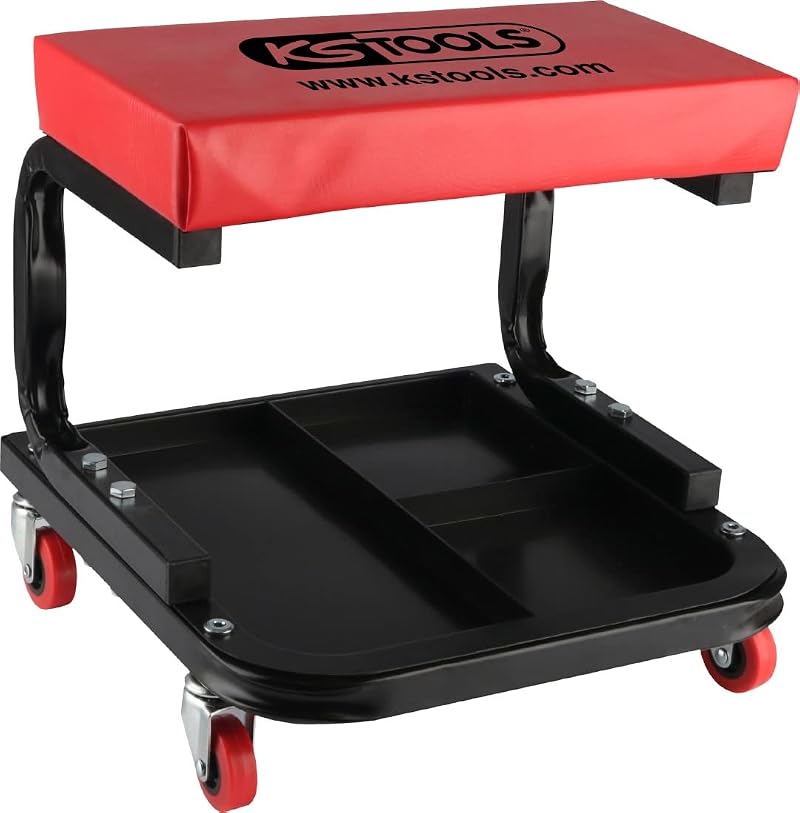 KS Tools 440mm Workshop Stool Mobile Rolling Storage Garage Mechanic
