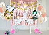 Bachelorette Party Supplies Set – Bridal Shower Decorations Kit – Includes 12 Balloons, Large Diamond Ring Shaped and Champagne Bottle Balloon, Curtain Backdrop, Satin Veil, Bride-To-Be Sash and Banne