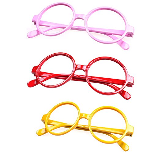 Set of 3 FancyG® Retro Geek Nerd Style Round Shape Glass Frame NO LENSES SET115