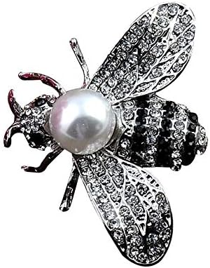 Ellaao Cute Bee Fly Insect Brooch Clothes Accessories Alloy Pearl Brooches Pin for Women Girls Birthday Gifts Jewelry Dress Scarf Shawl Ornament 2.9 * 3.9cm