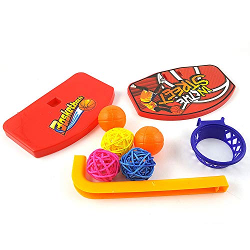 succeedtop Pet Parrot Toys Birdie Basketball Hoop Balls Birds Parakeet Bell Prop Chew Set Bird Toys Delight African Grey Parrot Cages Bird Toy Bird Cage Toys (Random) - Thumbnail 3