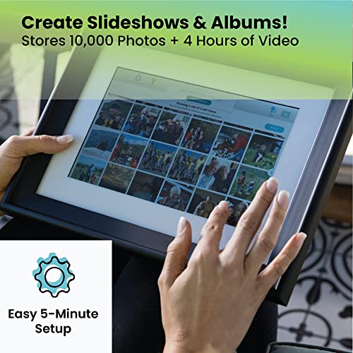 PhotoSpring 10in WiFi Digital Picture Frame with Battery, Send Photos from Anywhere via Email
