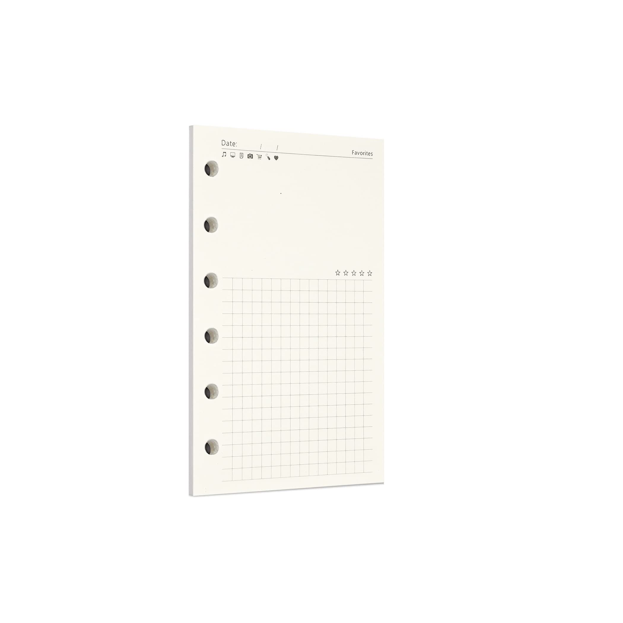 Zelten Loose Leaf Punched Paper Refills Paper for 6 Hole Binder Personal Organizer Diary Notebook Refillable Planner (Favorites,A7/6 Hole)