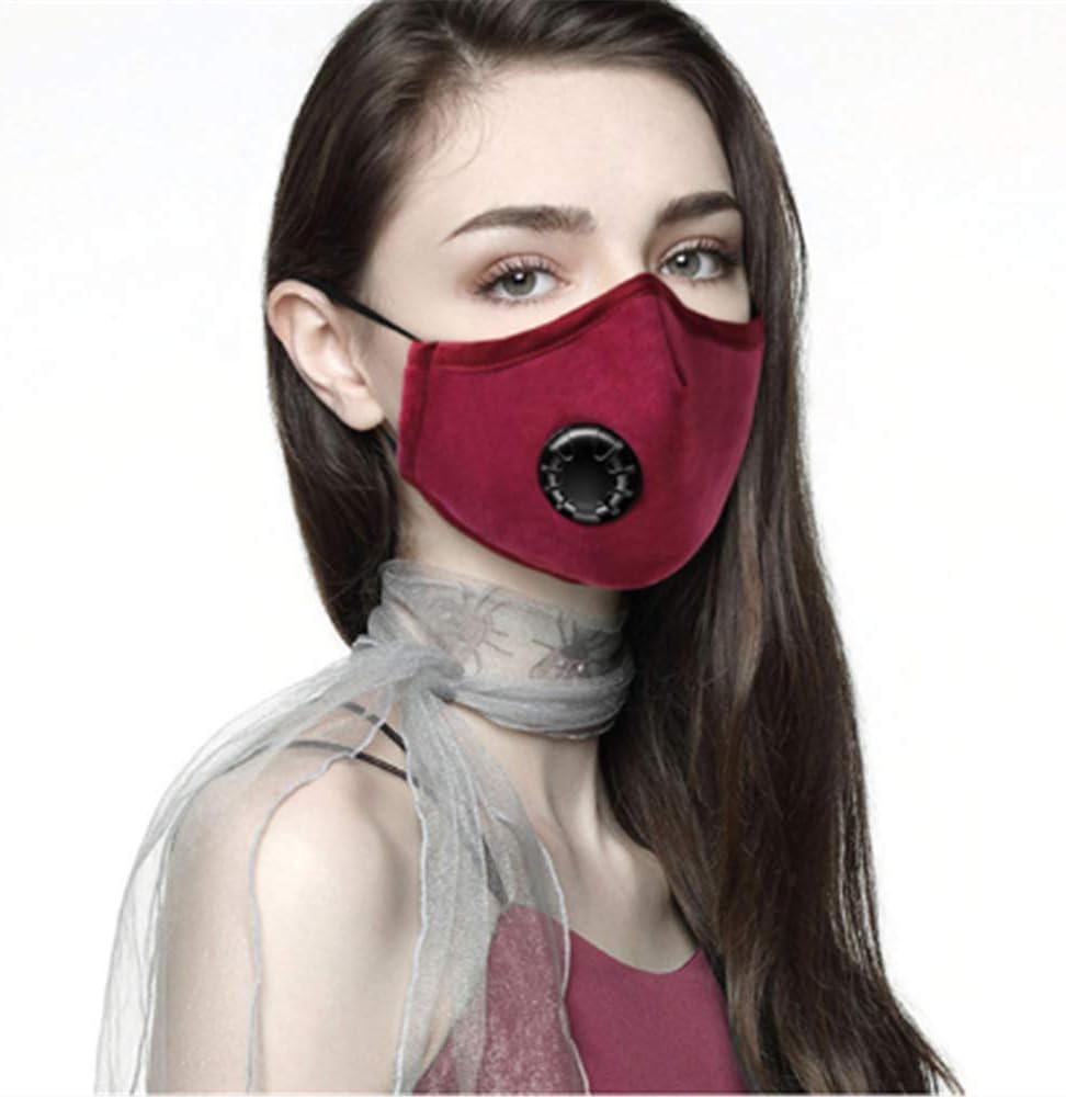 Anti Pollution Smoke Mask with Exhaust Valve + 2 Filters, N95 Carbon Activated, Air, Dust, Smoke Filter - Cotton Washable Respirator Breathing Mask with Adjustable Straps Nose Bridge