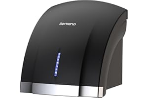 Bertreno Commercial Hand Dryer Electric Compact Hand Dryer for Bathrooms Commercial 1800W High Speed Hand Dryer with Hot Cold Air and Noise Reduction 110V Silver