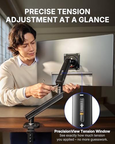 HUANUO Supporto Monitor per Schermi 13–32", Braccio Monitor MechaSpring (Inclinabile/Girevole/Rotante), FlowLift Pro Montaggio VESA senza Attrezzi, base con Morsetto a C o Passacavo, Carico Max. 9 kg