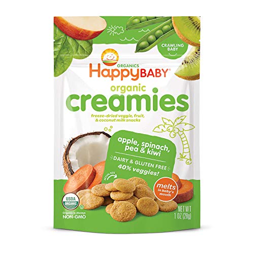 Happy Creamies Baby Organics Creamies Freeze-Dried Veggie & Fruit Snacks with Coconut Milk, Apple Spinach Pea & Kiwi, 1…