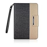 Thankscase Case for iPad Mini 4, Rotating Case Smart Cover for iPad Mini 4 with Wallet Pocket with Hand Strap with Great Pattern for iPad Mini 4 (Black Gold)