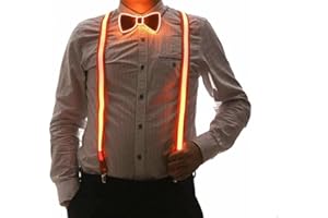 Light Up Suspenders and Light up Bow Tie, Light Up Bowtie Led Bowties Novelty Ties Y Shape Suspenders Men's Led Suspenders (O
