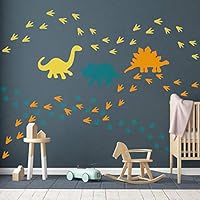 GULIGULI Dinosaur Wall Decal-Dinosaur Footprints&Tracks Stickers-Vinyl Wall Art for Boys&Girls Kids Bedroom Nursery Decor