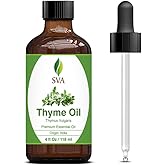 SVA Thyme Essential Oil – 4 Fl Oz – 100% Natural Thyme Oil - for Diffuser, Hair Care, Face, Skin Care, Aromatherapy, Scalp an