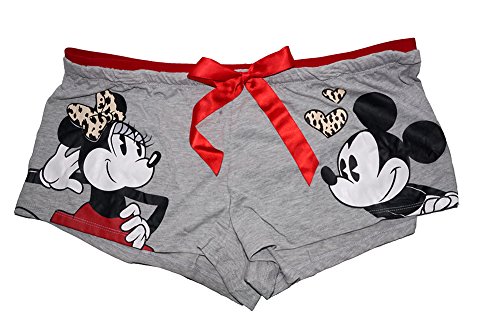 Disney Classic Mickey and Minnie Mouse Womens Boxer Shorts - Grey Pink