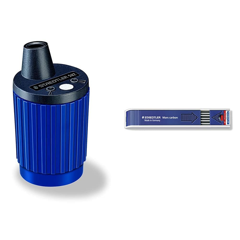 STAEDTLER Mars Carbon 4B Plastic Lead (Pack of 12) Mars Lead Pointer Tub - Sharpener For 2mm Pencil Leads