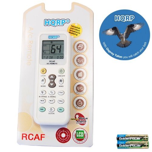 HQRP Universal Remote Control for Soleus Air LX-140 LX-140BL SG-CAC-08ESE SG-CAC-10SE SG-CAC-12SE, SAMSUNG DB93-30067P DB93-30071F DB97-00387F FH052EAMC FH052EAMT FH052EAV FH052EAV1 Air Conditioner + HQRP Coaster