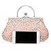 Albabara Satin Beaded Handmade Clutch Purse Evening Handbags,Pink