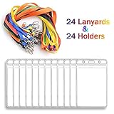 Lanyard With ID Badge Holders iLoveCos Vertical Name Badge Card Holders Bulk 24 Counts( Updated Version)