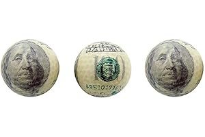 JP Lann 3 Pack $100 Dollar Bills Golf Balls - Ben Franklin Golf Ball Gift Set - 3 Money Novelty Golf Balls