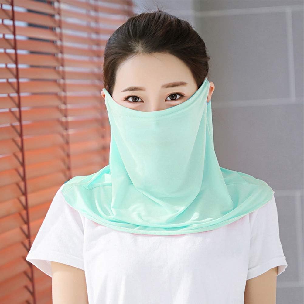 Milemelo Ice Silk Sun Protection Face Mask, Breathable Girl Sunscreen Face Mask Summer Spring Outdoor Dustproof Masks for Women Girls Outdoor Cycling Running Drive Golf