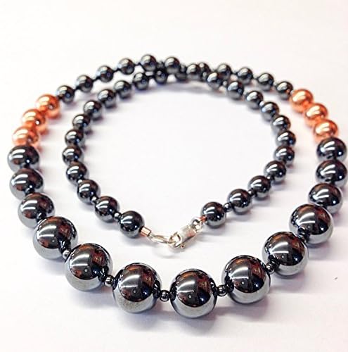 10 mm Graduated Hematite Necklace with Copper for Women, 11th Anniversary Gift for Her Jewelry