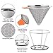 Honeycombed Stainless Steel Coffee Filter, Reusable Pour Over Coffee Filter Cone Coffee Dripper with Removable Cup Stand and Bonus Brush, Stainless steel spoon