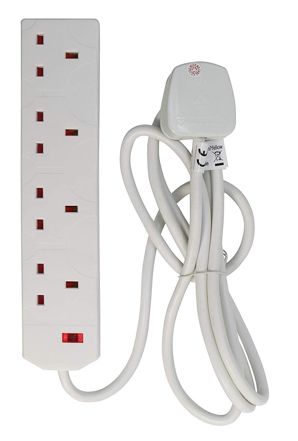 JMS S4W2MP 4-Socket 13A Surge Protected Extension Lead with 2m Cable - White