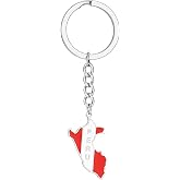 ROYALEAD Peru Map Flag Keychain Steel Country Map Geography Keyring Car Backpack Accessories Jewelry Gift for Men Women, Silver