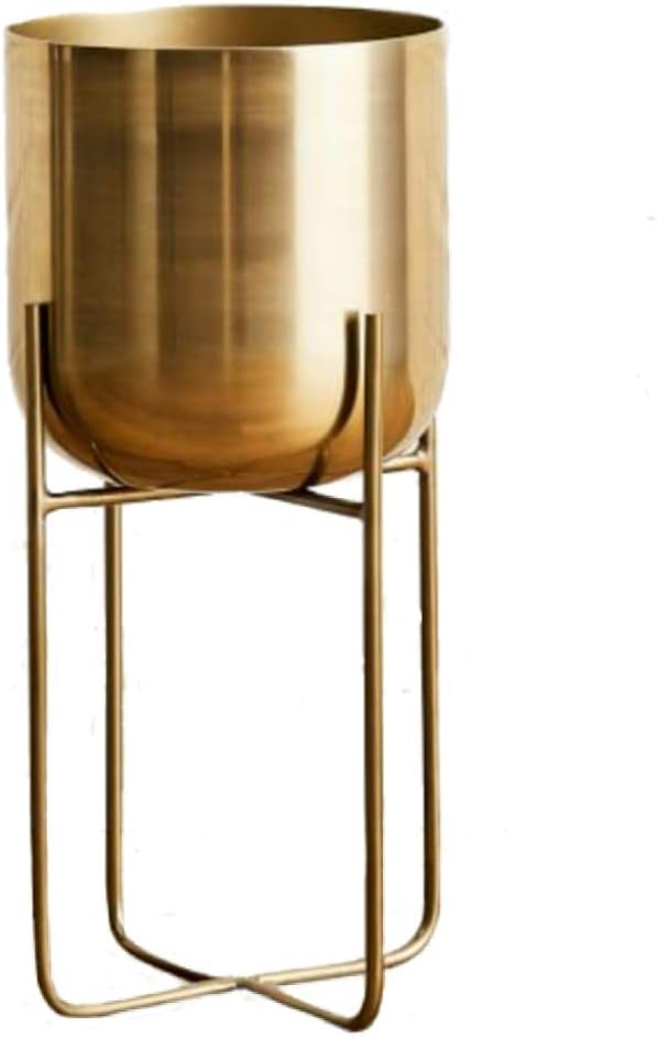 Serene Spaces Living Tall Gold Soho Planter with Detachable Metal Stand, Decorative Indoor Planter Pot, Flower Pots Stand for Living Room, Kitchen, Office, Measures 26