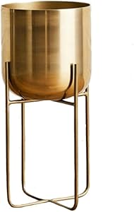 Serene Spaces Living Tall Gold Soho Planter with Detachable Metal Stand, Decorative Indoor Planter Pot, Flower Pots Stand for Living Room, Kitchen, Office, Measures 26