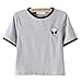Uideazone Teen Girls Cute Alien Crop Top Women Slim Tees Short Sleeve T-Shirt Medium Gray