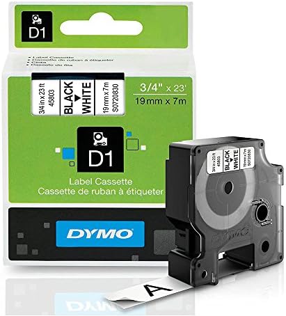 Dymo LabelManager 400 D1 High-Performance Label Tape, 3/4" x 23 ft, Black on White
