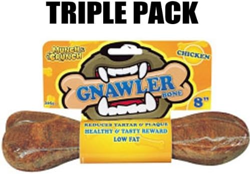 MUNCH & CRUNCH DOG GNAWLER CHEW BONE CHICKEN FLAVOUR - 3 PACK