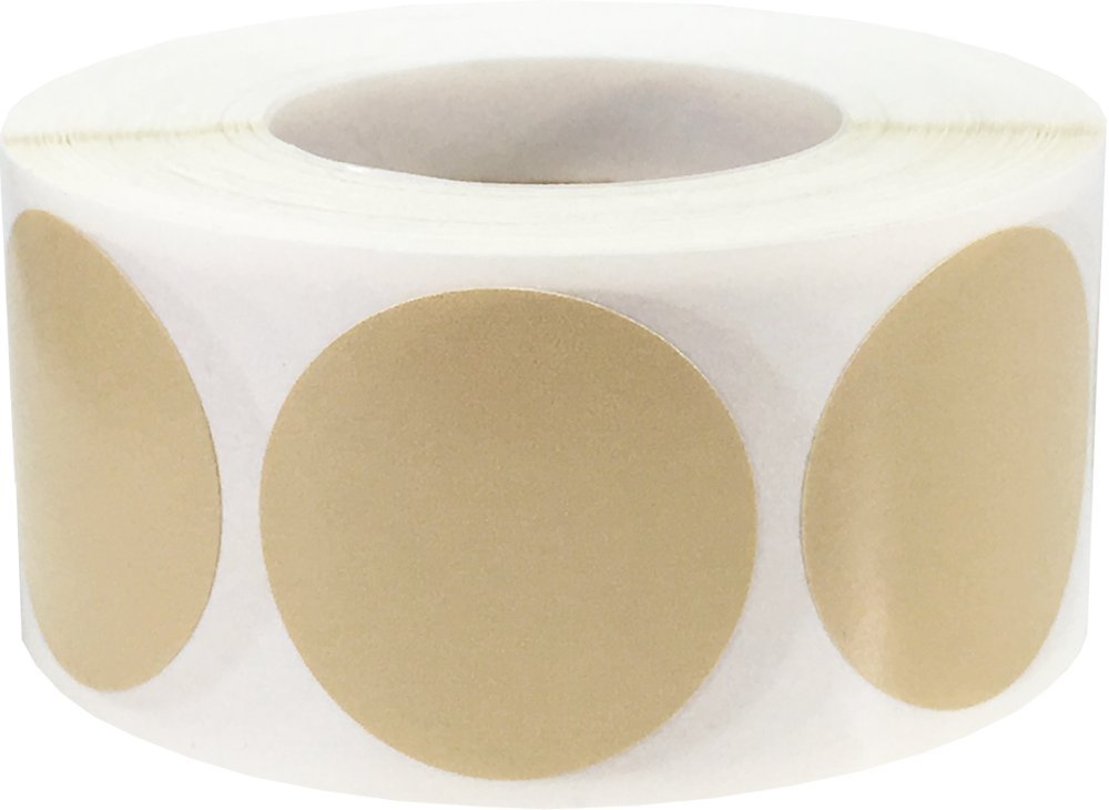 Beige Color Coding Dot Labels 25.4 mm 1 Inch Round 500 Count