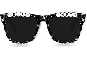 40th Birthday Glasses, HELLO FORTY Sunglasses Black 40th Birthday Glasses for 40th Birthday Gift Death