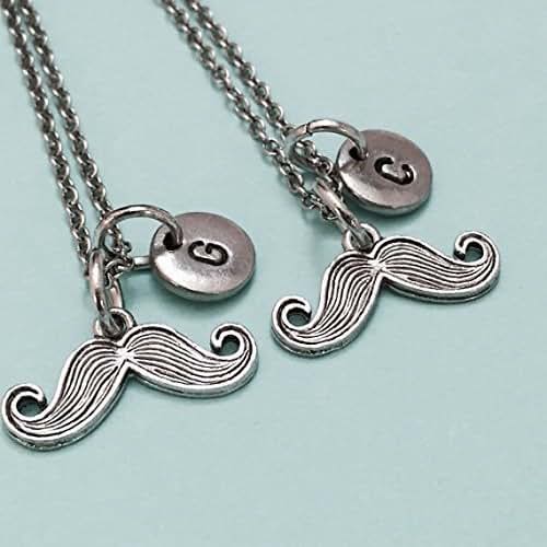 Best friend necklace, mustache necklace, funny necklace, bff necklace, sister