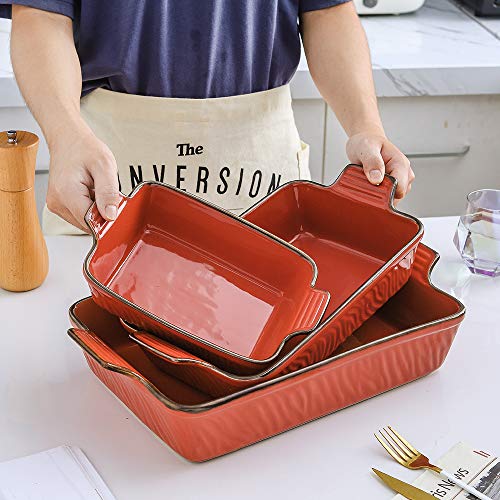 KOOV Bakeware Set, Ceramic Baking Dish Set, Rectangular Casserole Dish