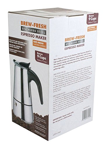 9 Cup Brew-fresh Stainless Steel Italian Style Expresso Coffee Maker for Use on Gas Electric and Ceramic Cooktops