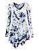 Lock and Love WT1062 Womens V Neck Long Sleeve Tie Dye Handkerchief Hem Tunic L WHITE_NAVY
