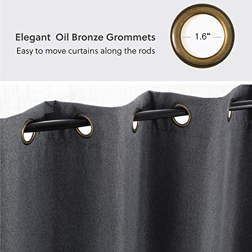 Bedsure Linen Curtains 96 inch Length 2 Panels Set, Blackout Grey