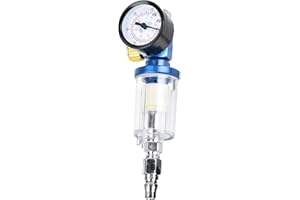 1/4in Air Inlet Filter, Pressure Regulator, Inline Water Oil Trap Filter Separator for Spray Gun Tool