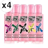 4 X Crazy Color Renbow Semi-Permanent Hair Colour Cream Dye 100ml Box of Four