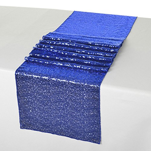 Buy ShinyBeauty Sequin Table Runner 13x48in Royal Blue Handmade Premium