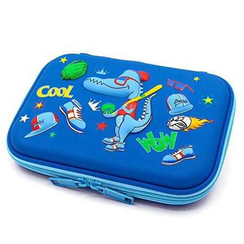 Cool Baseball Boys Dinosaur Pencil Case - Large Capacity Hardtop Pencil Box with Compartments - Colored Pencil Holder School Supply Organizer for Kids Girls Toddlers Children (Royal Blue)